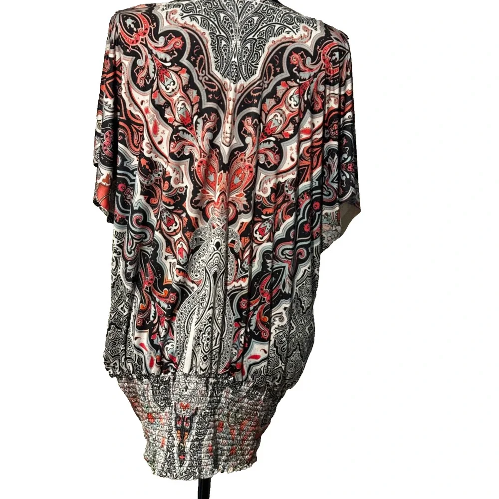 Live & Let Live V neck flutter Sleeve Top Women's Sz 2xl studs rock boho‎ artsy